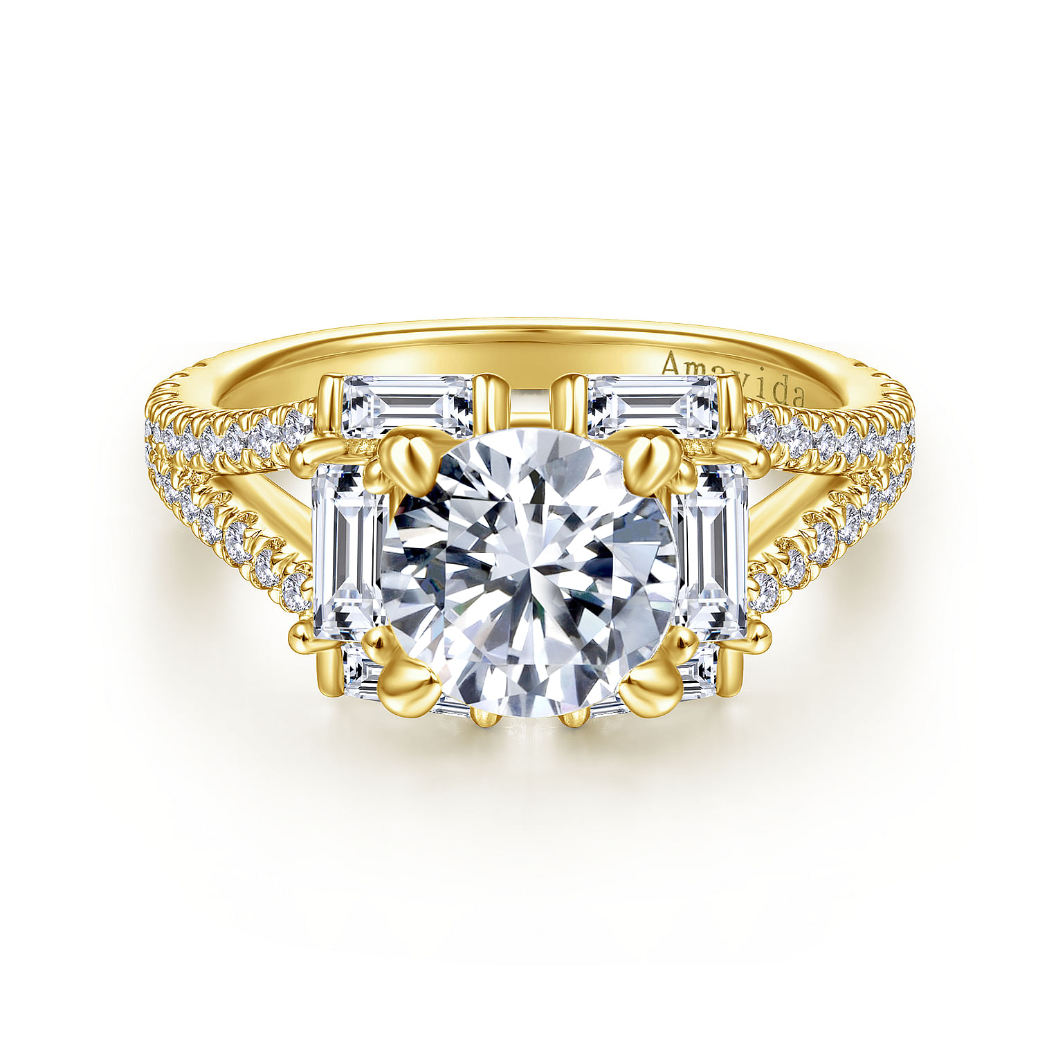 Unique 18K Yellow Gold Art Deco Halo Diamond Engagement Ring