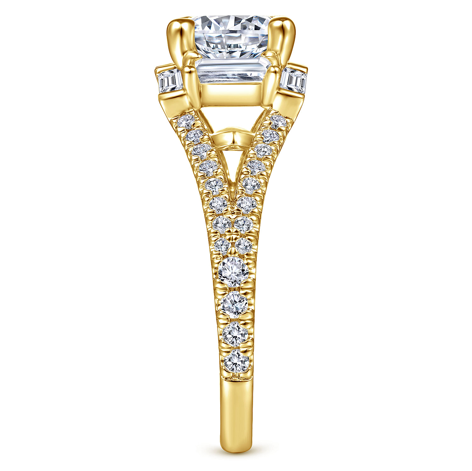 Unique 18K Yellow Gold Art Deco Halo Diamond Engagement Ring