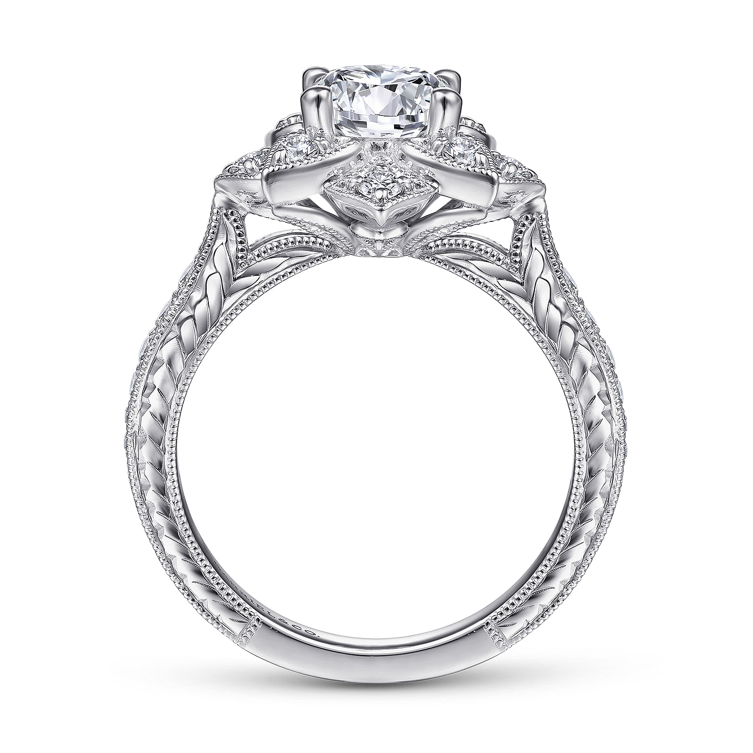 Unique Platinum Halo Engagement Ring