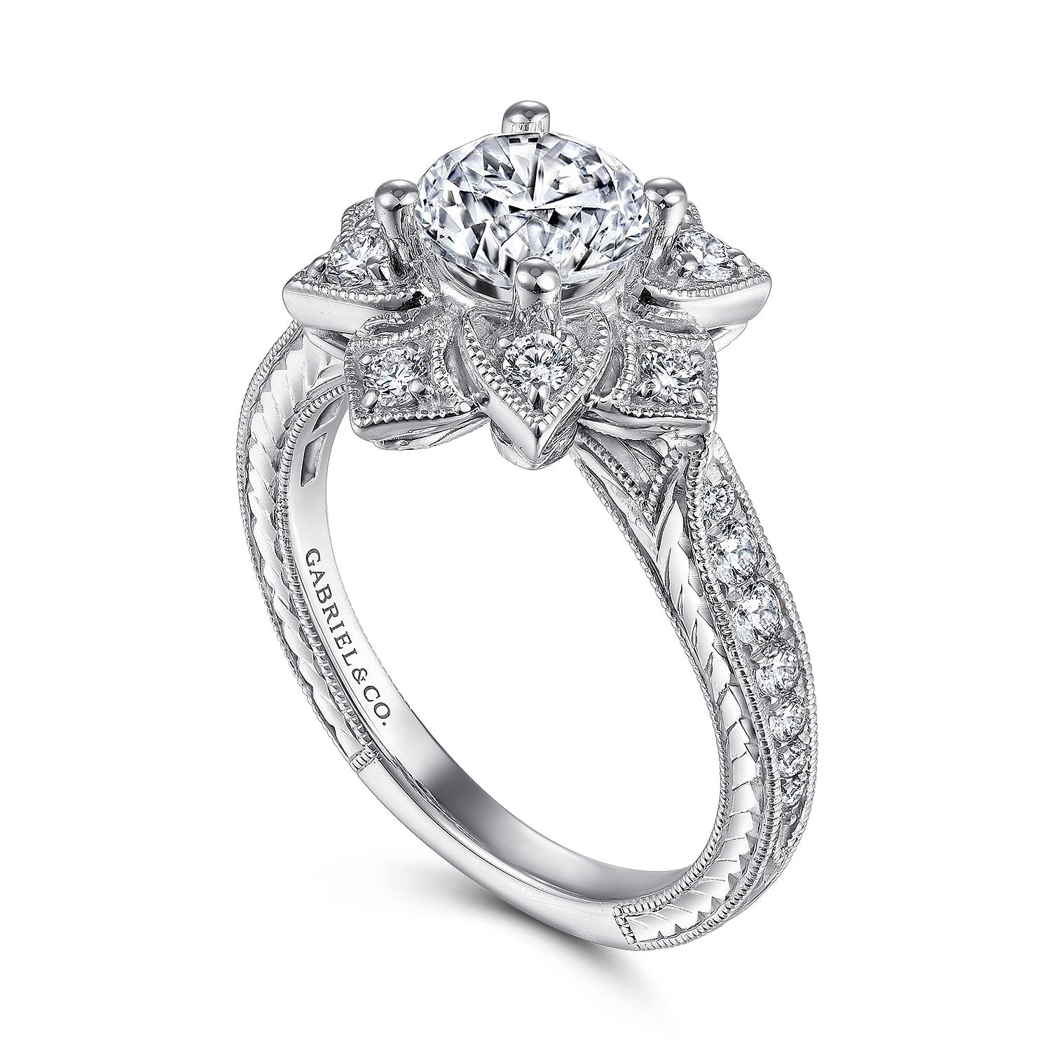 Unique Platinum Halo Engagement Ring