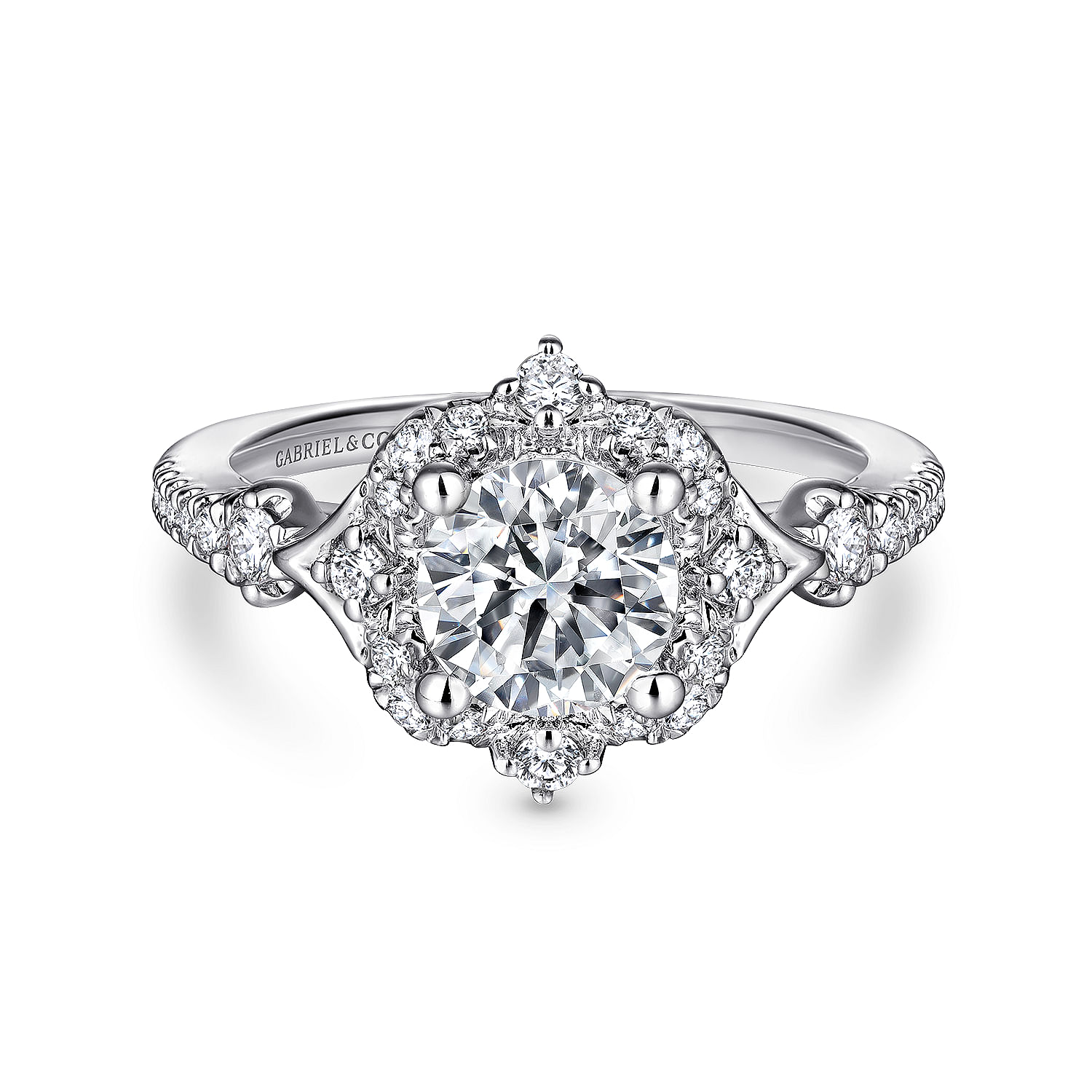 Unique Platinum Vintage Inspired Halo Engagement Ring