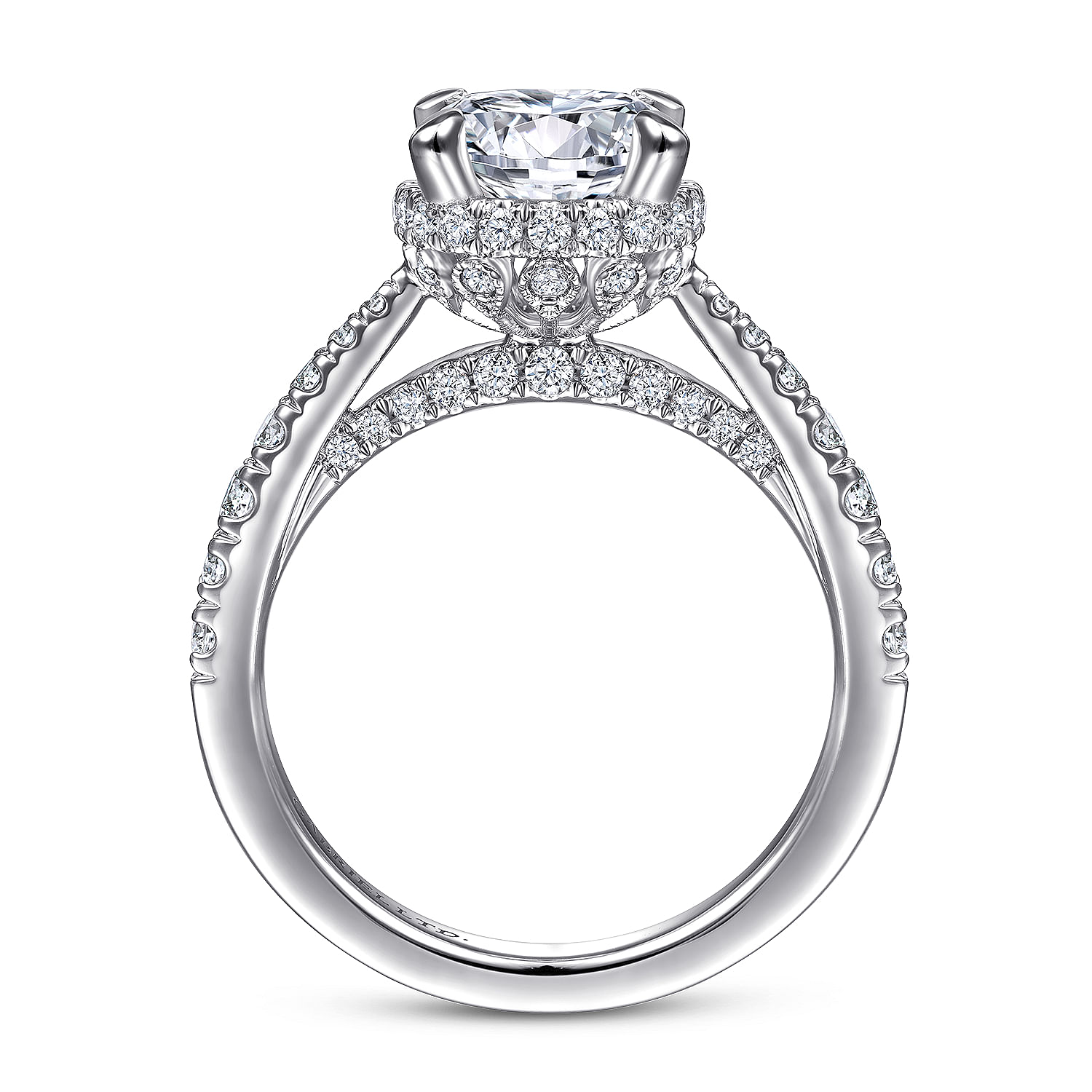 Vintage Inspired  18K White Gold Round Diamond Engagement Ring