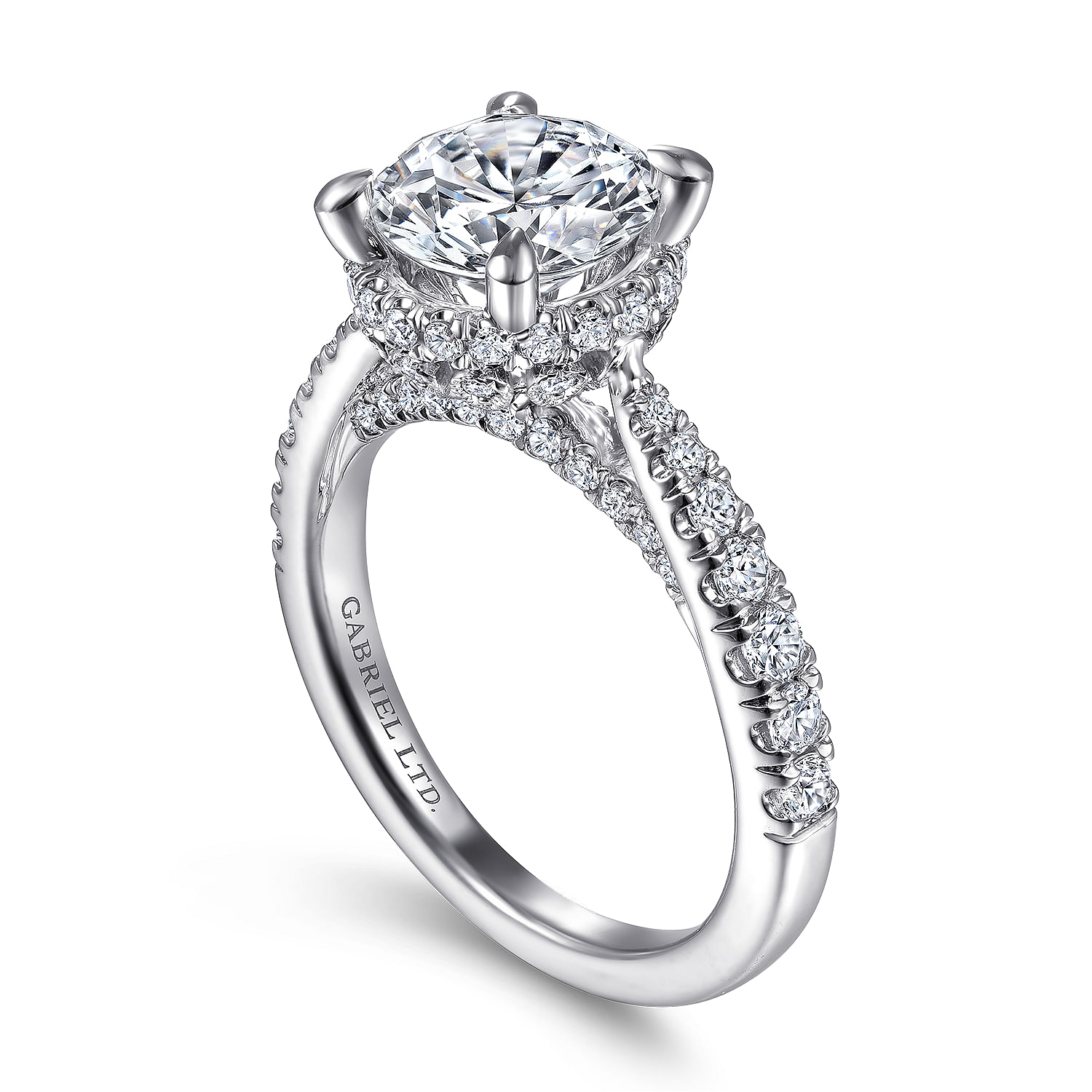 Vintage Inspired  18K White Gold Round Diamond Engagement Ring