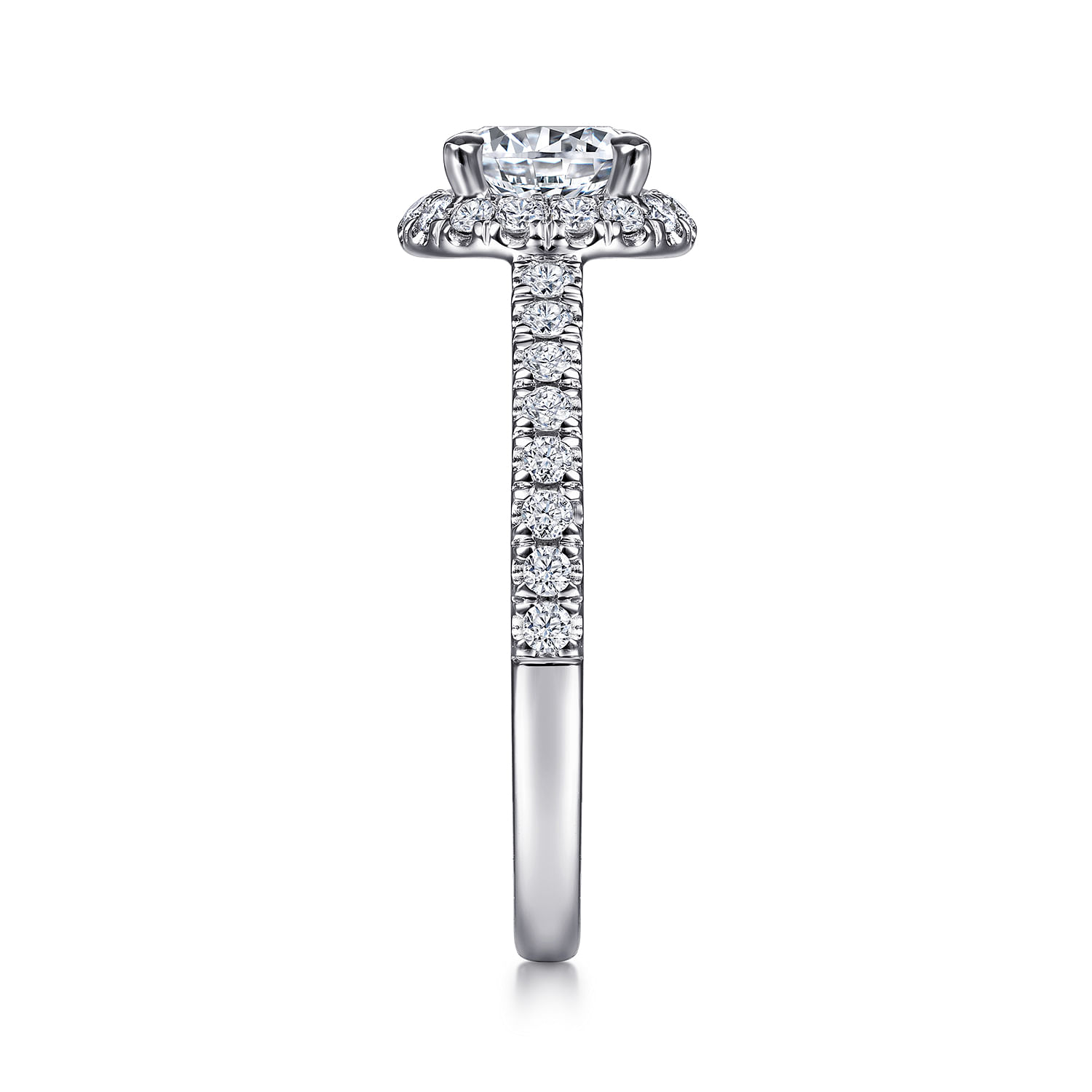Vintage Inspired 14K White-Rose Gold Round Halo Diamond Engagement Ring