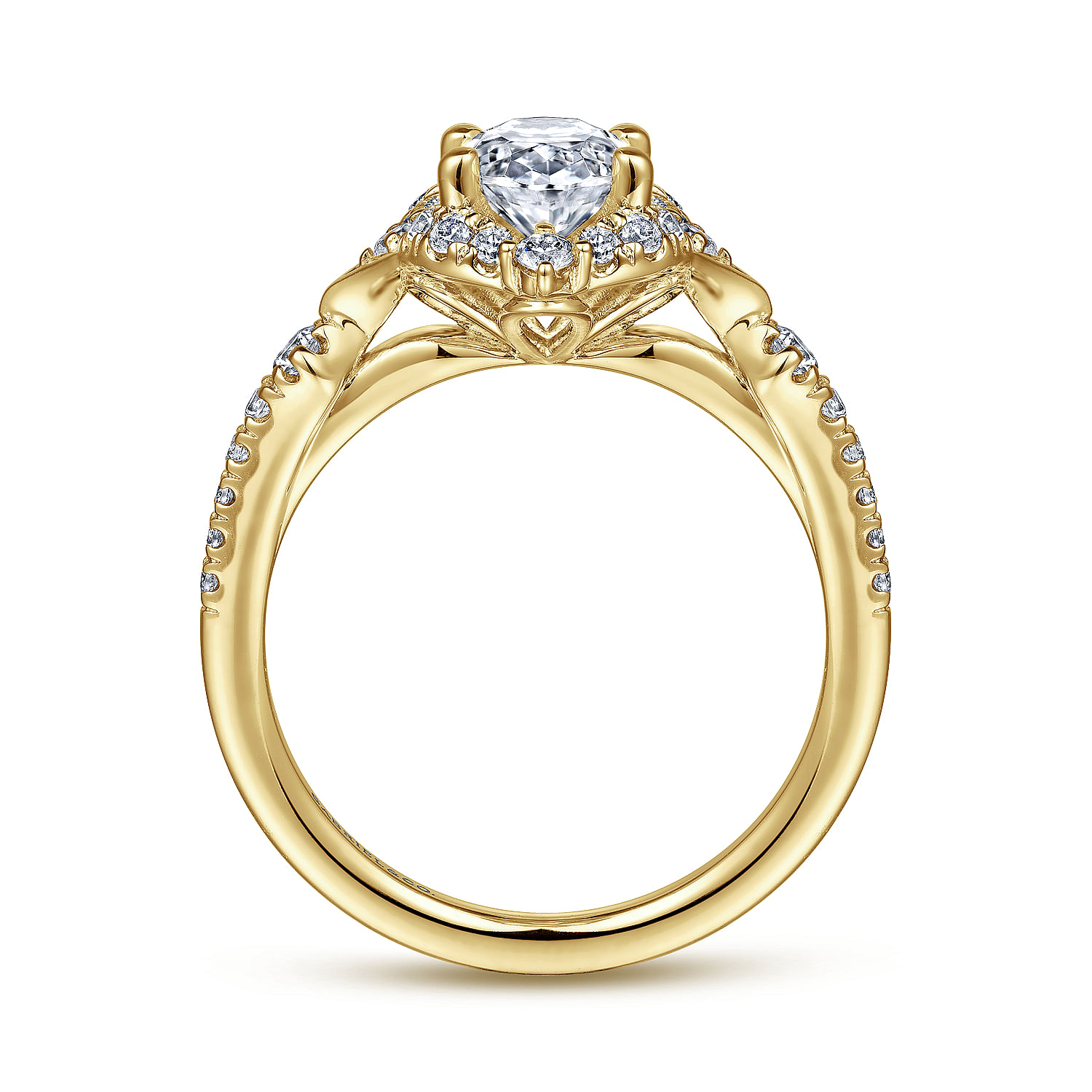 Vintage Inspired 14K Yellow Gold Fancy Halo Oval Diamond Engagement Ring