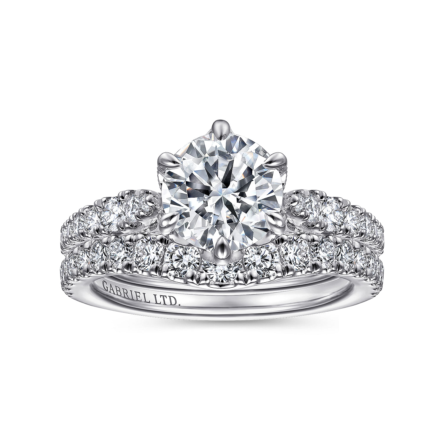 Vintage Inspired 18K White Gold Round Diamond Engagement Ring