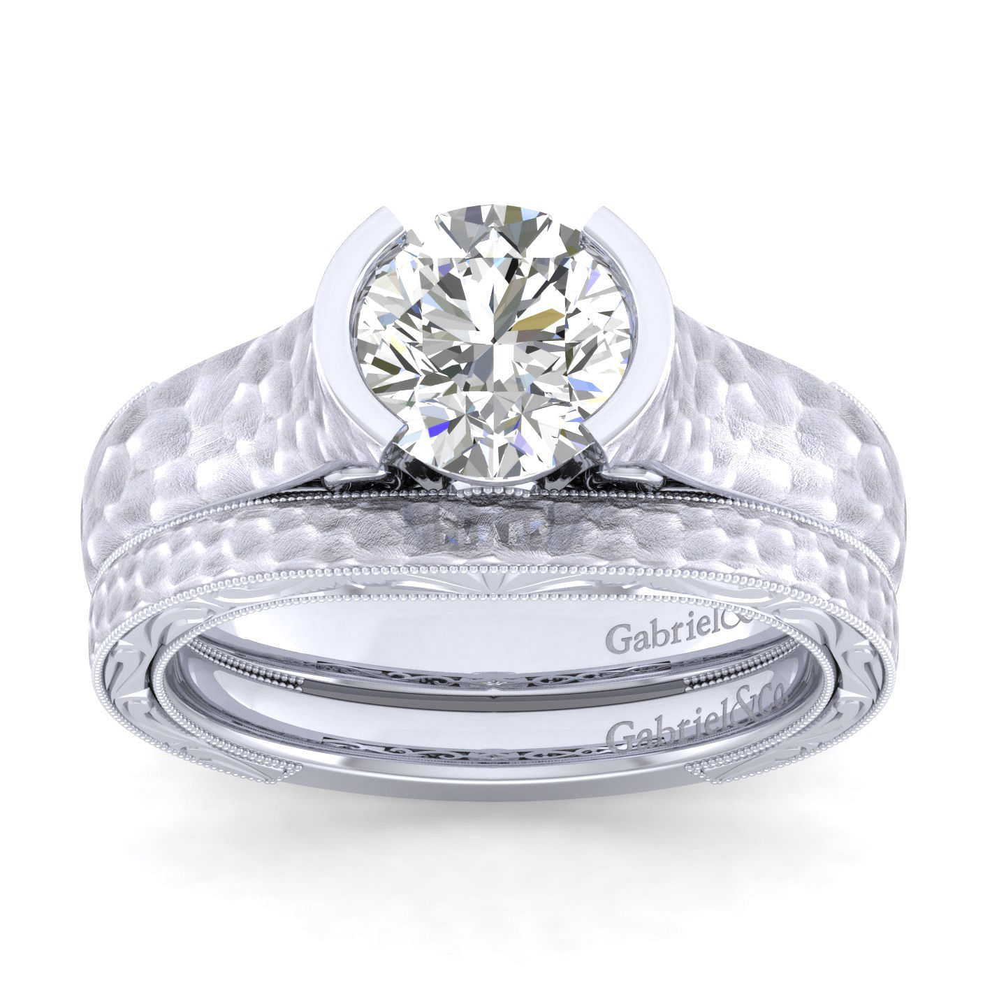 Vintage Inspired Platinum Round Diamond Engagement Ring