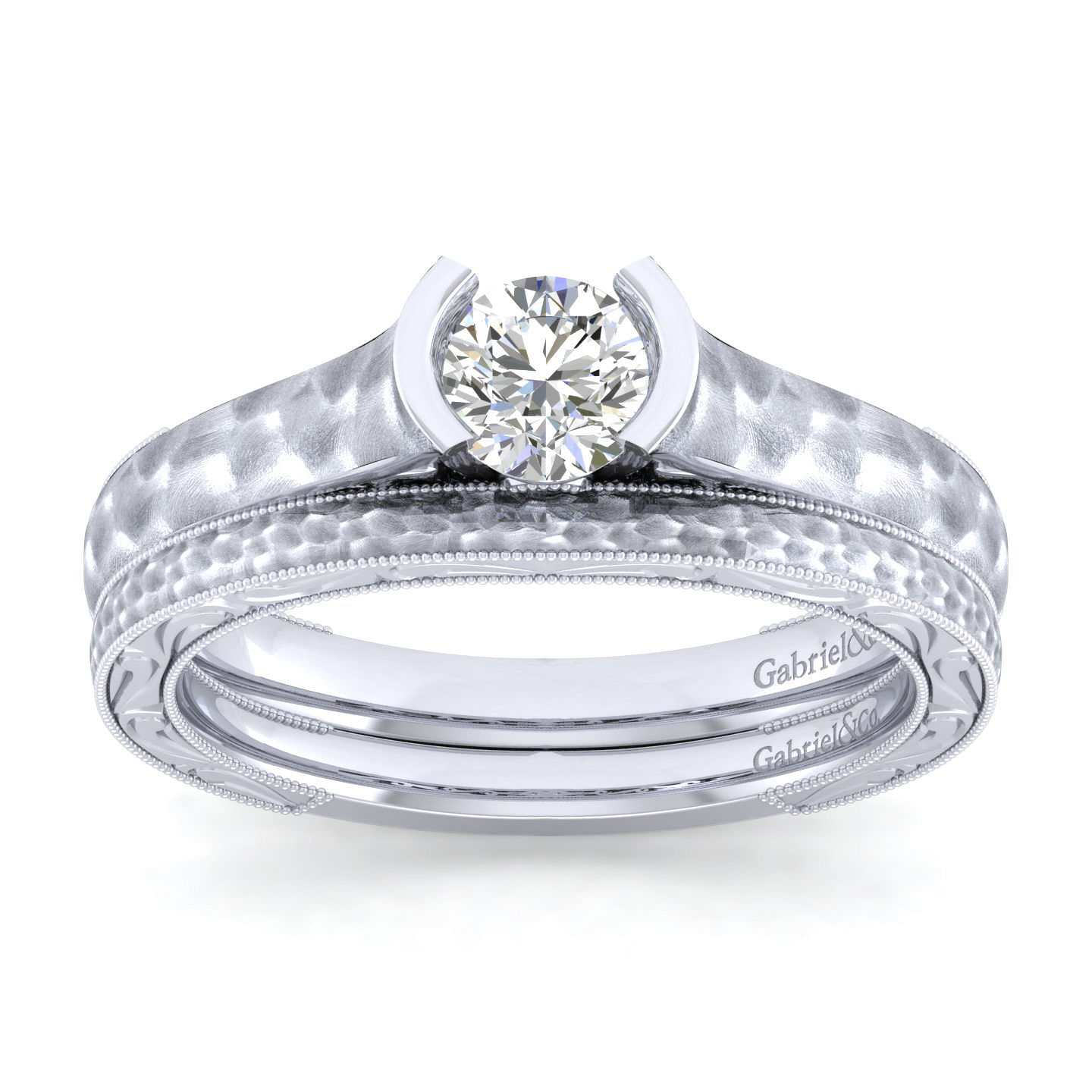 Vintage Inspired Platinum Round Diamond Engagement Ring