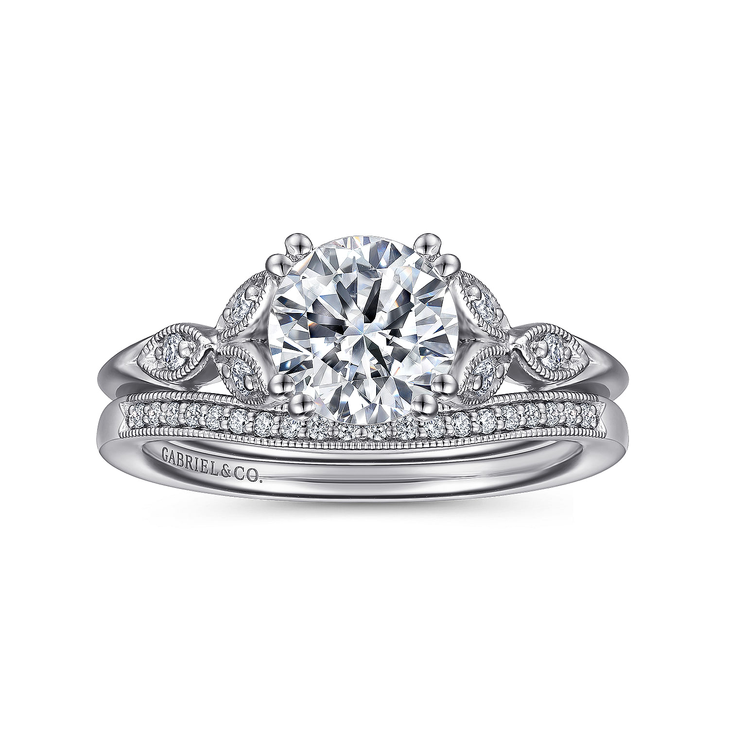 Vintage Inspired Platinum Round Split Shank Diamond Engagement Ring