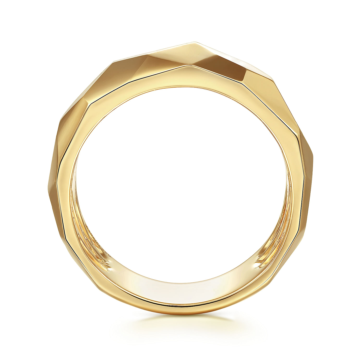 Wide 14K Yellow Gold Faceted Band