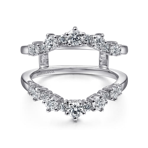 Marquise And Round Diamond Ring Guard In 14K White Gold