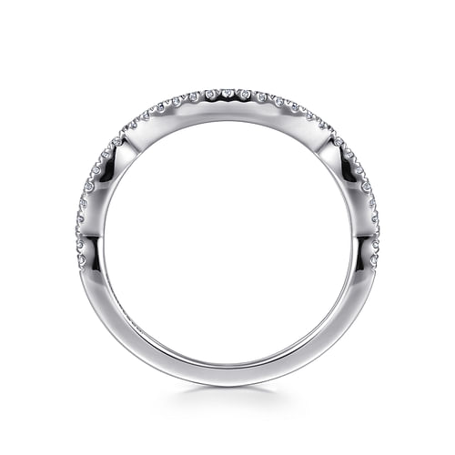 14k White Gold 0.14 Carat Curved Contemporary Natural Diamond Wedding ...