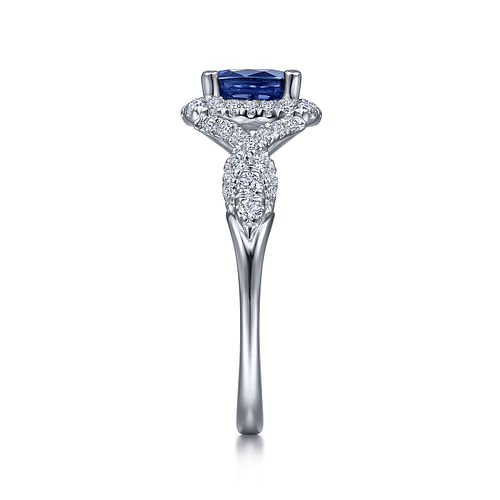 14K White Gold Oval Sapphire and Diamond Halo Ring | Shop 14k White ...