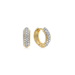 14K White-Yellow Gold Bujukan Diamond Circle Huggies | Shop 14k Yellow ...