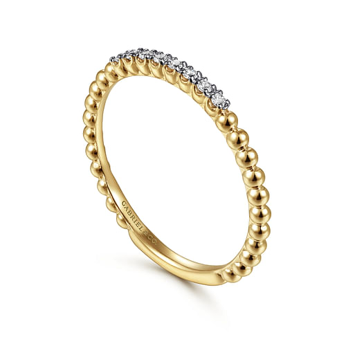 14K Yellow Gold Bujukan Bead and Diamond Stackable Ring | Shop 14k ...