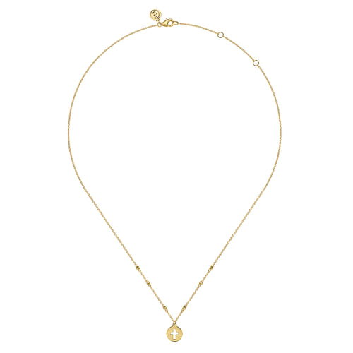 14K Yellow Gold Cross Cutout Pendant Necklace | Shop 14k Yellow Gold ...