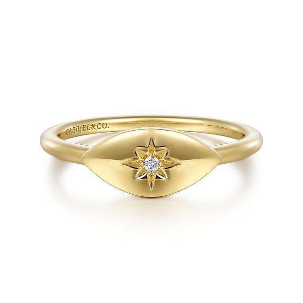 Gabriel & Co. Fashion 14K Yellow Gold Mother of Pearl Inlay and Diamond  Starburst Signet Ring – Lamon Jewelers