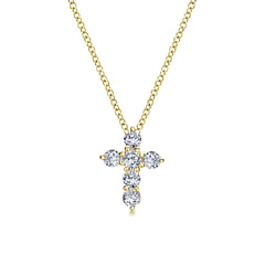 14K Yellow Gold Diamond Cross Pendant Necklace | Shop 14k Yellow Gold ...