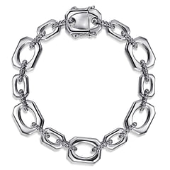 14K Yellow-White Gold Twisted Rope Oval Link Bracelet with Diamond ...