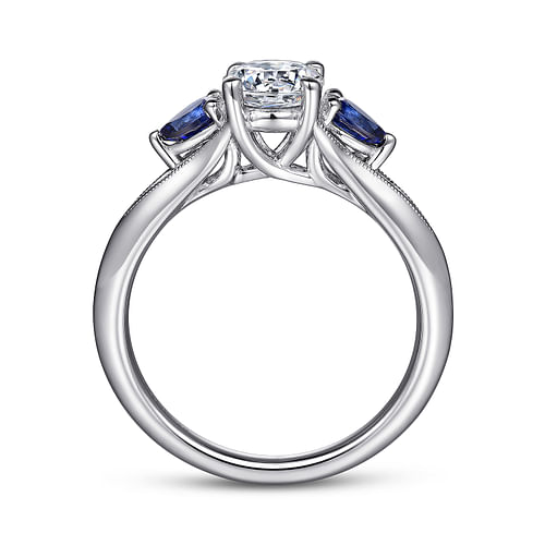 White & Engagement $1150 Stone 0.75 3 @ | Amerie - Gold 14k Gabriel Sapphire Round Carat Ring