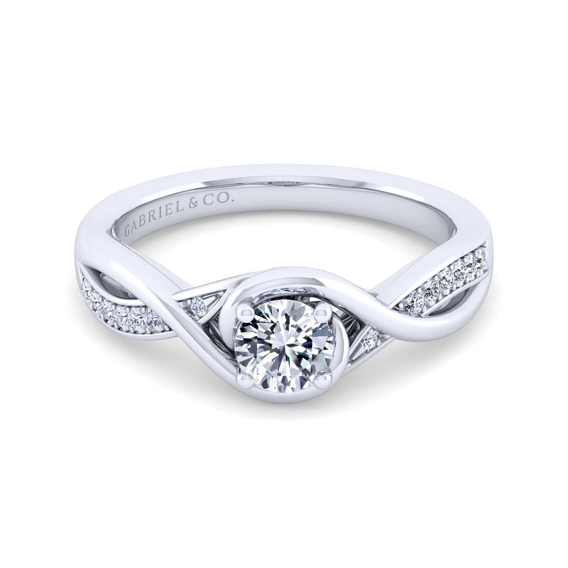 14k White Gold 1 Carat Round Twisted Diamond Engagement Rings | Gabriel ...