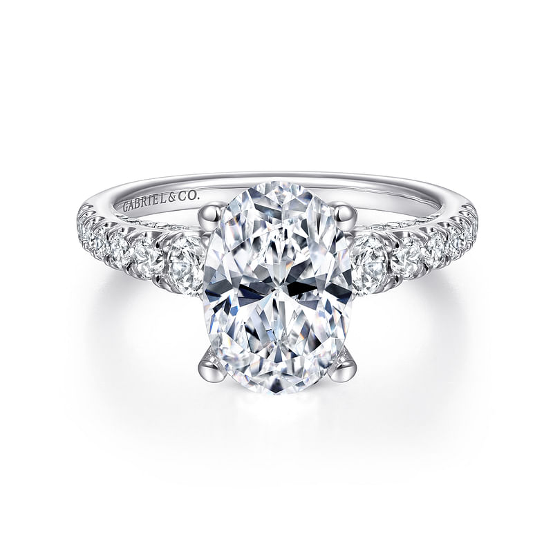 14k White Gold 1 Carat Round Halo Diamond Engagement Rings | Gabriel & Co