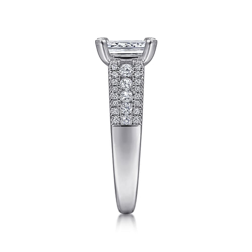 14k White Gold 1.25 Carat Emerald Cut Wide Band Diamond Engagement ...