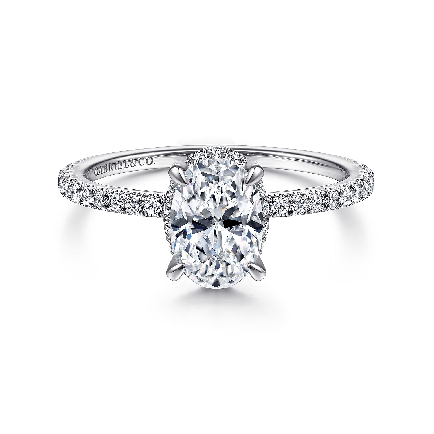 3.70 Ct Oval Cut Diamond Solitaire Hidden Halo Engagement Ring 14K White Gold Ov 