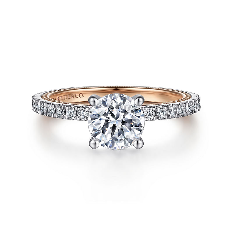 Blauwdruk Onveilig Apt 14k White & Rose Gold 1 Carat Round Straight Diamond Engagement Rings |  Gabriel & Co