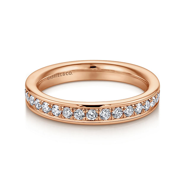 14k Rose Gold 0.90 Carat Round Eternity Band Natural Diamond & Diamond  Anniversary Ring