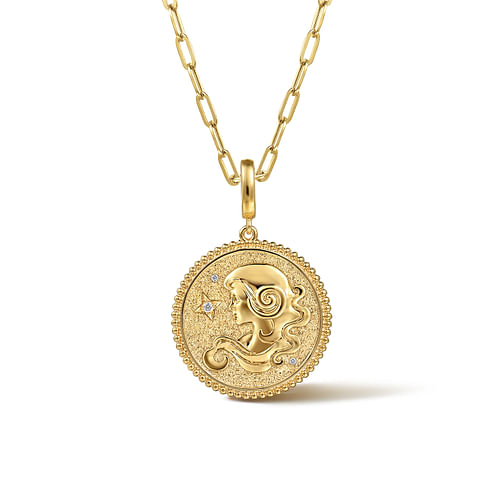 Shop 14K Yellow Gold Diamond Bujukan Virgo Medallion Pendant | Shop 14k ...