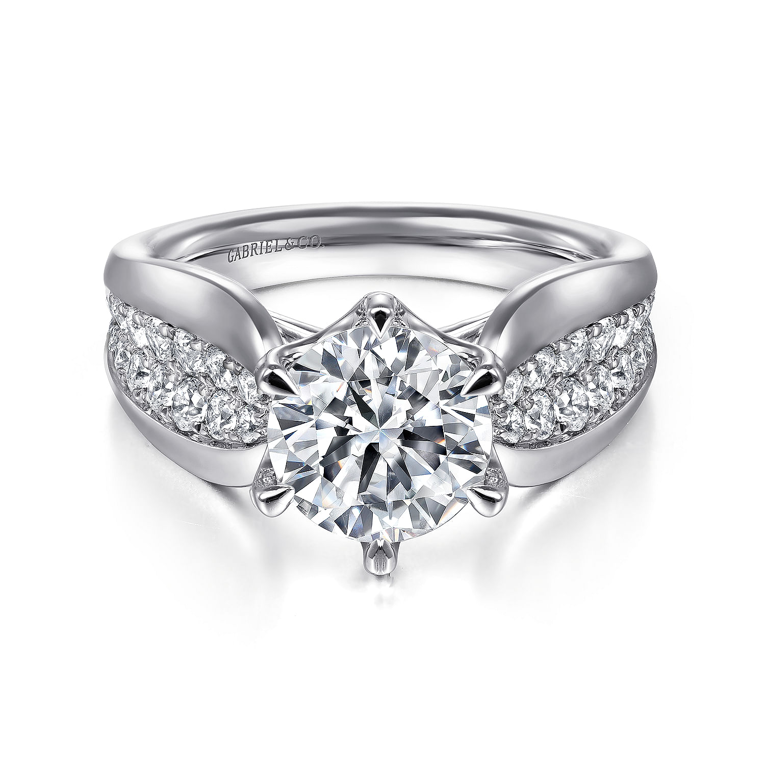 Ember - 14k White Gold 2 Carat Round Wide Band Natural Diamond Engagement  Ring @ $3800
