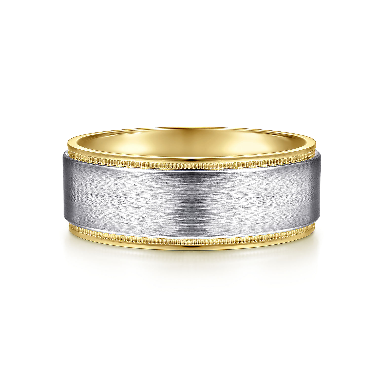 Liam - 14k Yellow & white Gold 8mm Wide Band Exclusive Mens Wedding Band  @$2275 | Gabriel & Co
