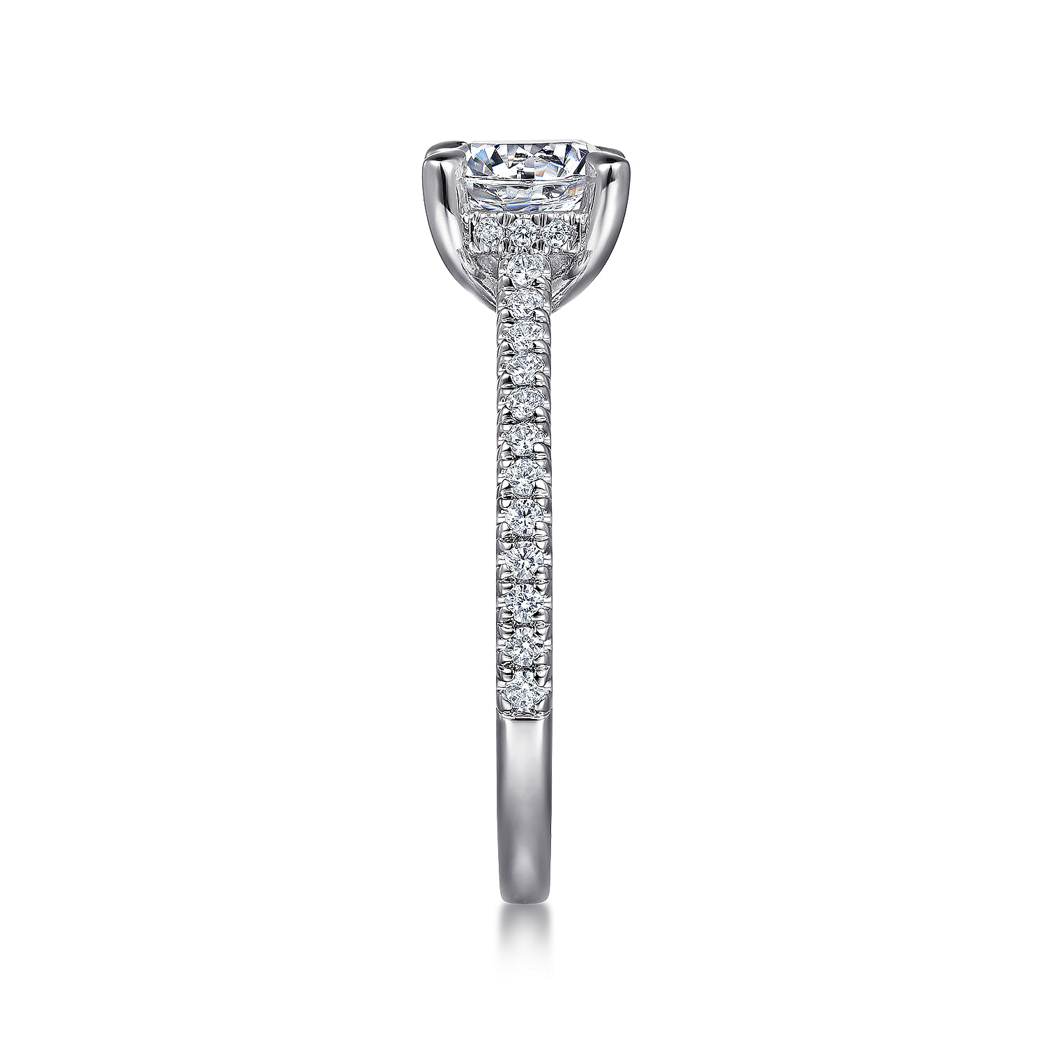 14k White Gold 1 Carat Round Straight Diamond Engagement Ring | Gabriel ...