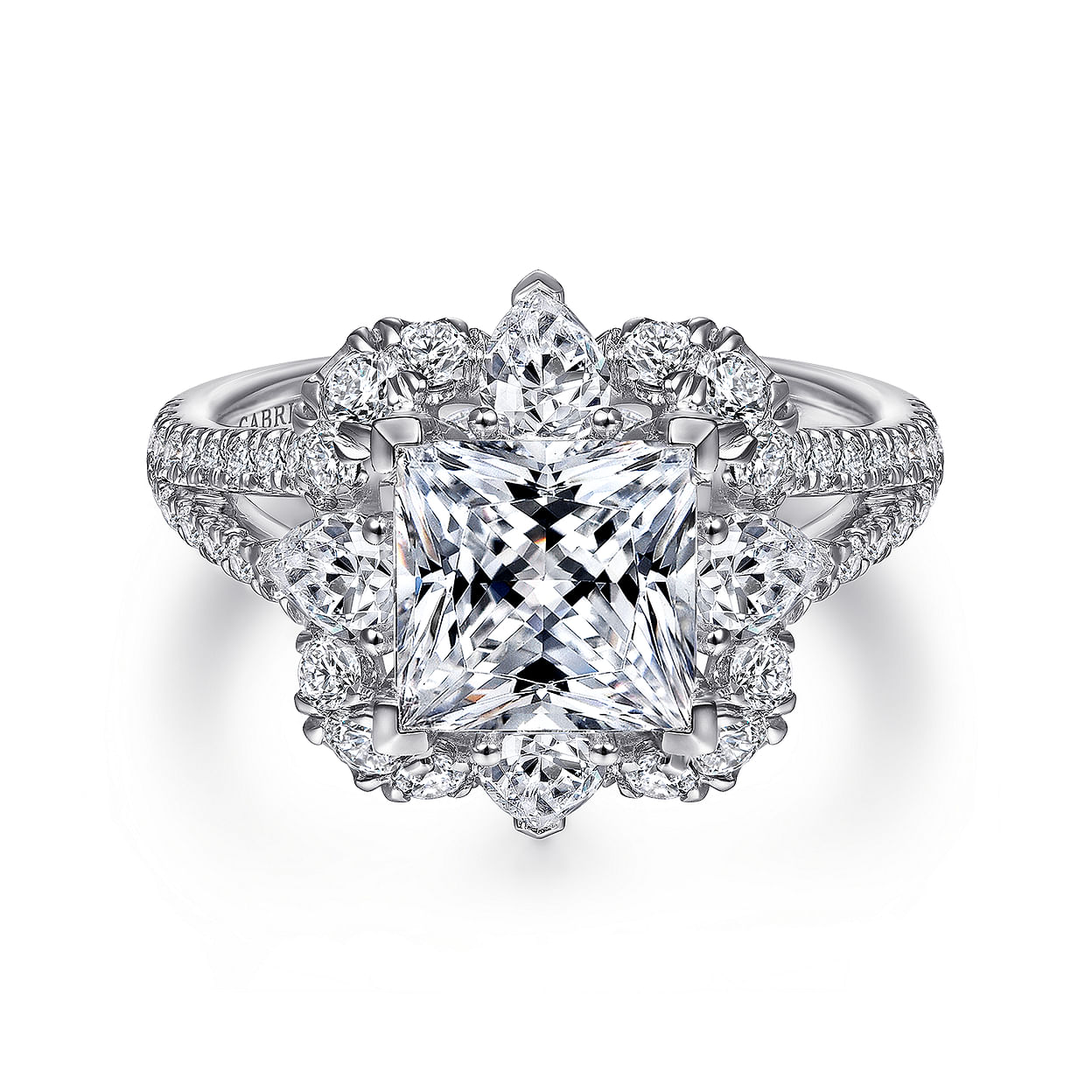 controller kupon Konfrontere 14k White Gold 2 Carat Princess Cut Halo Diamond Engagement Ring | Gabriel  & Co.