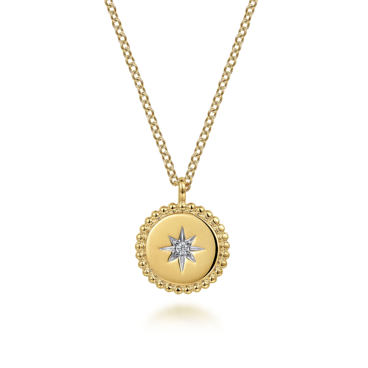 14K Yellow Gold Bujukan Pendant Necklace with Starburst Diamond Center