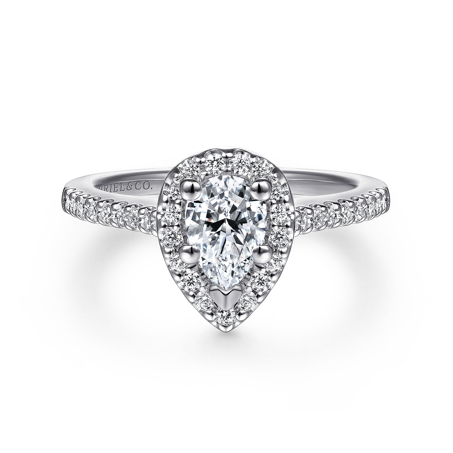 Paige - 14K White Gold Pear Shape Halo Diamond Engagement Ring