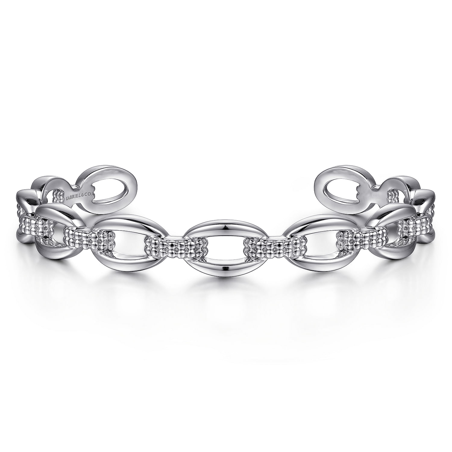 Sterling Silver Oval Link Cuff Bangle