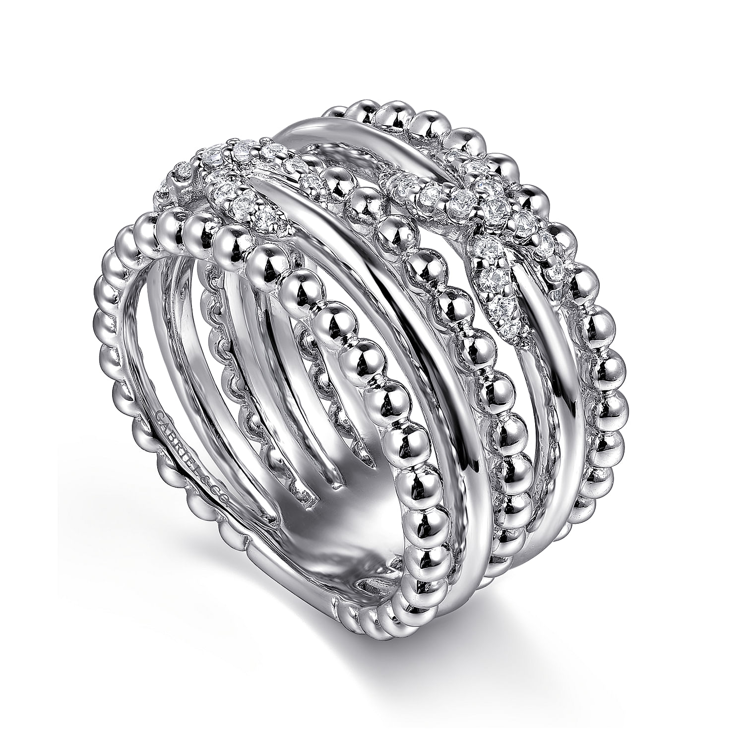925 Sterling Silver White Shapphire Multi Row Bujukan Ring