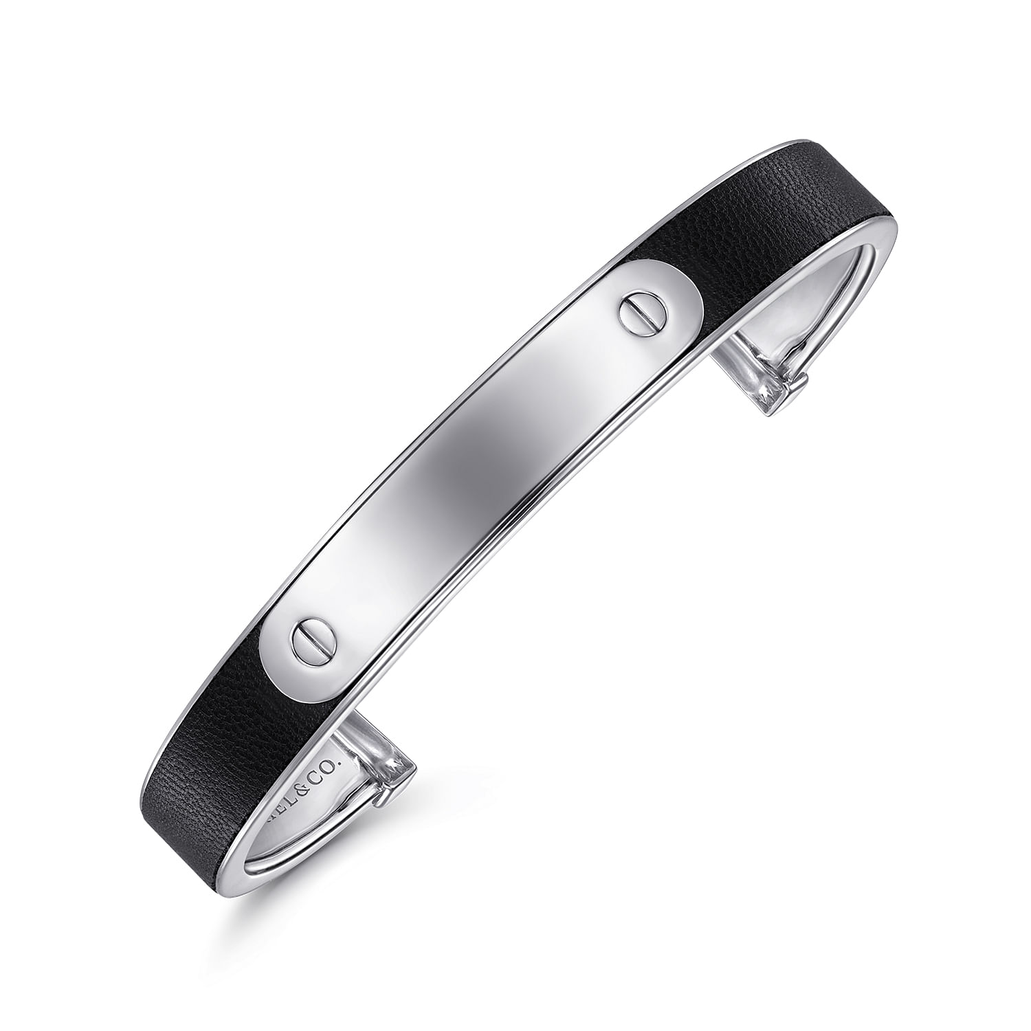 925 Sterling Silver and Leather ID Cuff Bracelet