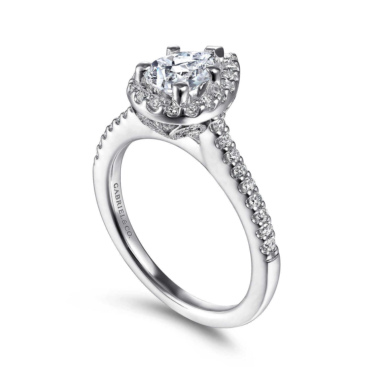 Paige - 14K White Gold Pear Shape Halo Diamond Engagement Ring